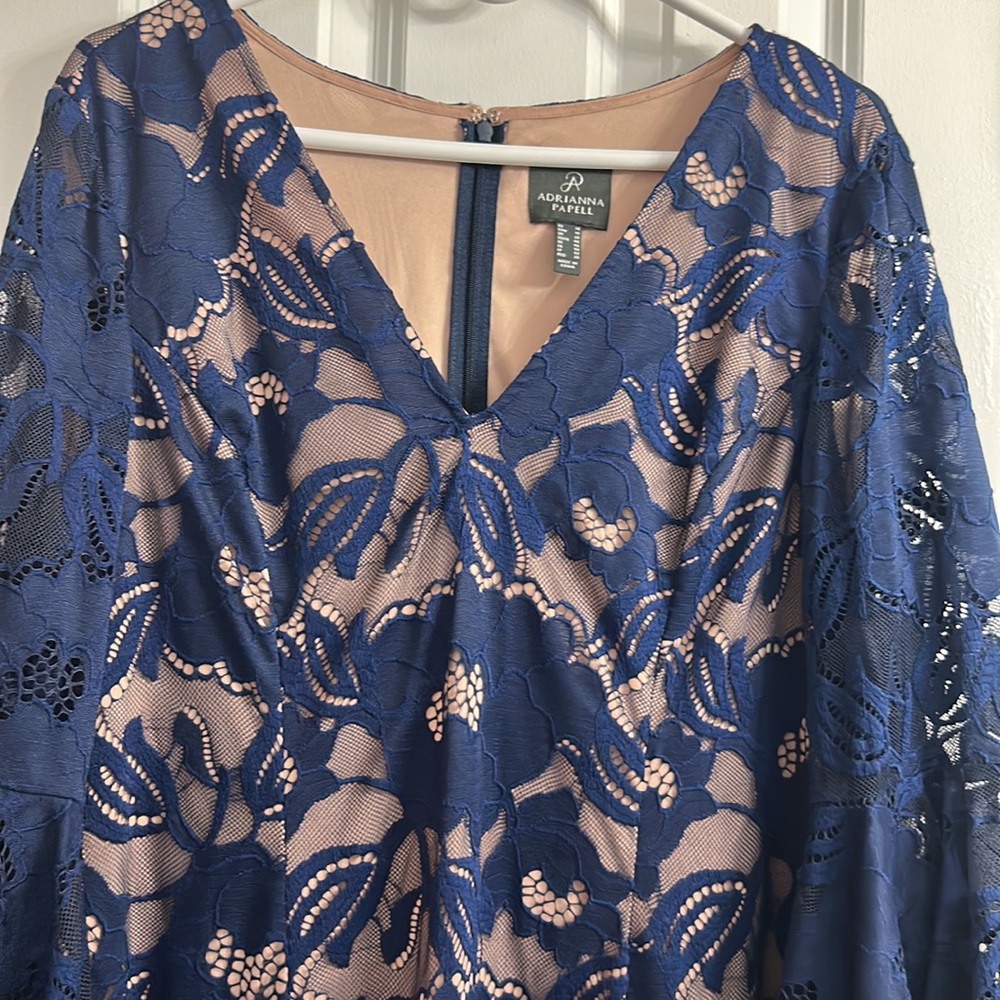 Adrianna Papell Navy Blue Lace Dress - Picture 3 of 13